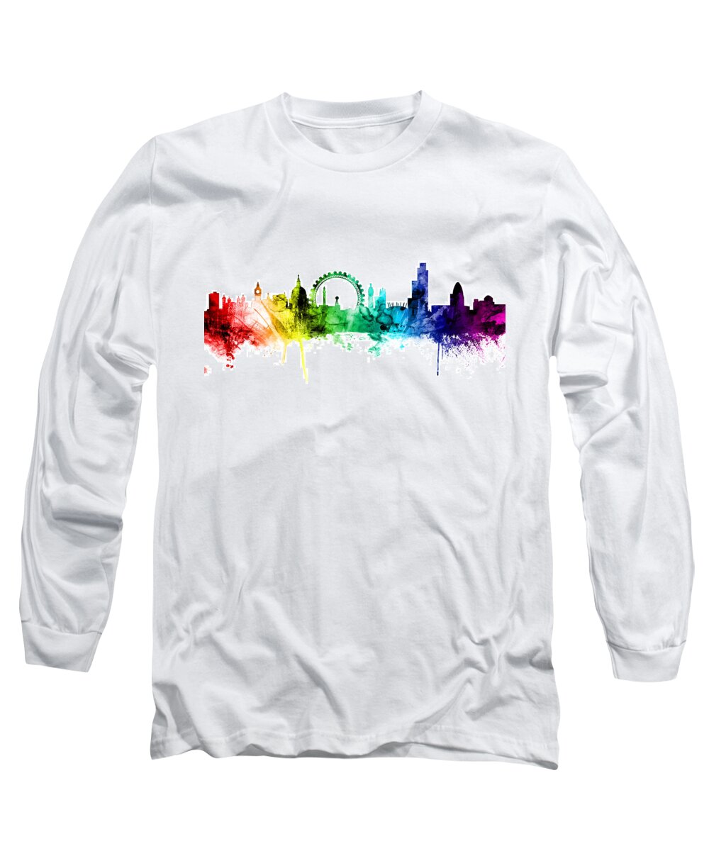 London Long Sleeve T-Shirt featuring the digital art London England Skyline #38 by Michael Tompsett