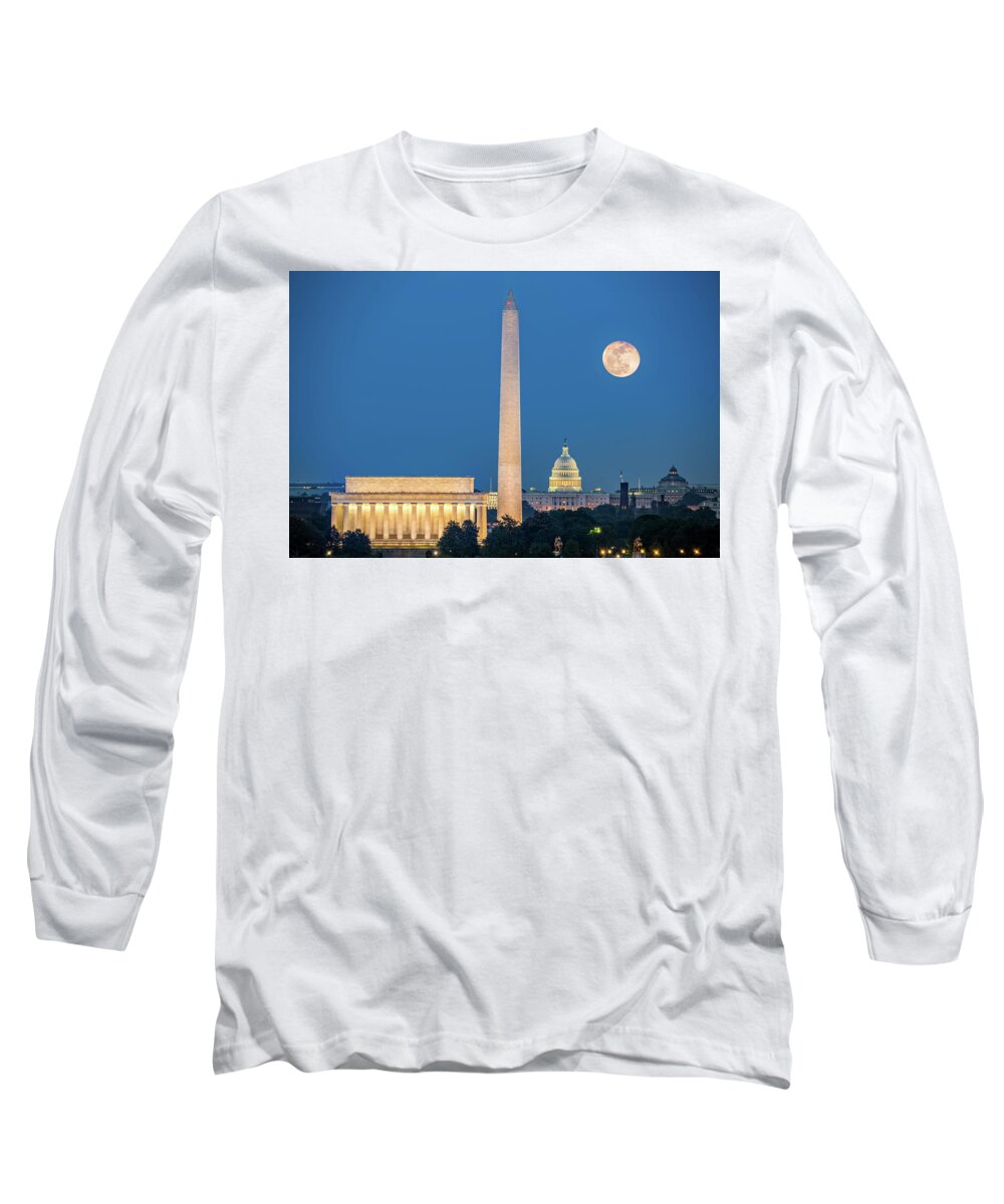 America Long Sleeve T-Shirt featuring the photograph 4 Monuments by Mihai Andritoiu