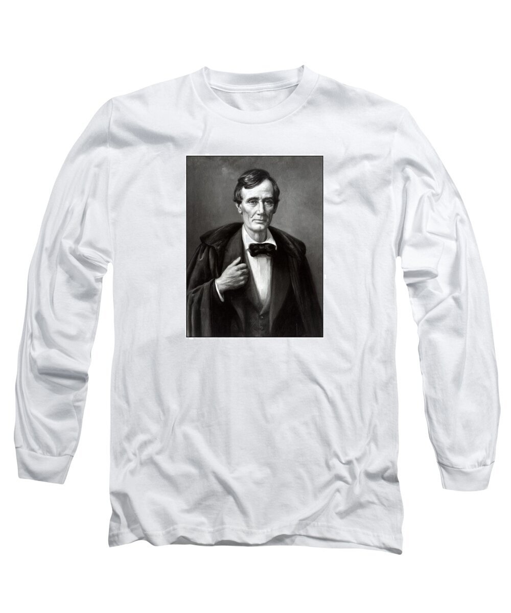 American History Long Sleeve T-Shirt featuring the mixed media President Lincoln #3 by War Is Hell Store