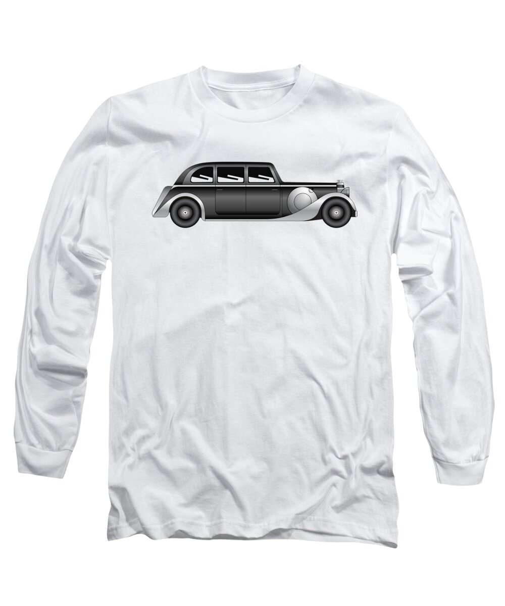 Car Long Sleeve T-Shirt featuring the digital art Sedan - vintage model of car #5 by Michal Boubin