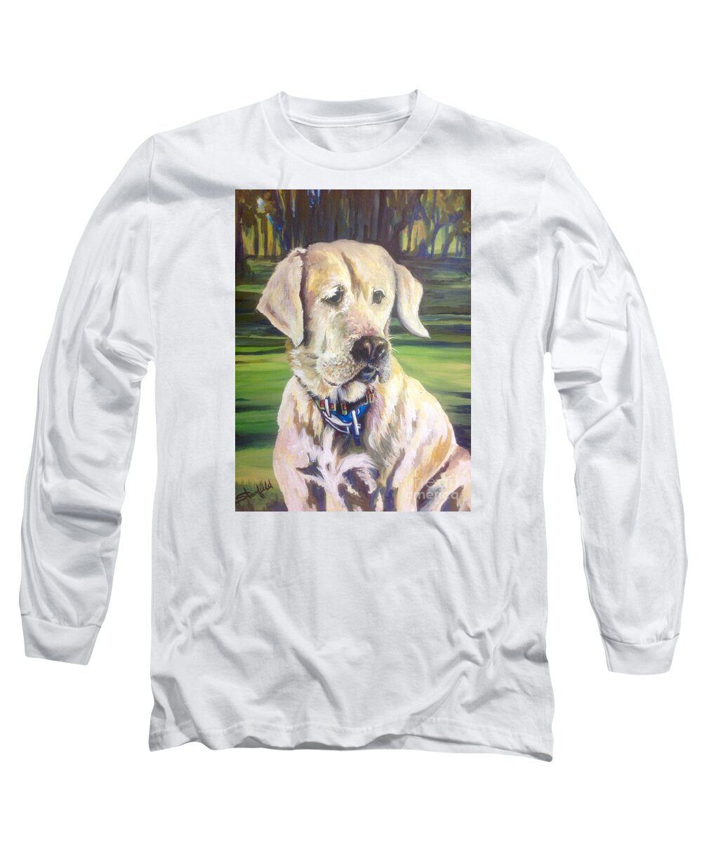Boys Room Long Sleeve T-Shirt featuring the painting A Friend for life by Johnnie Stanfield