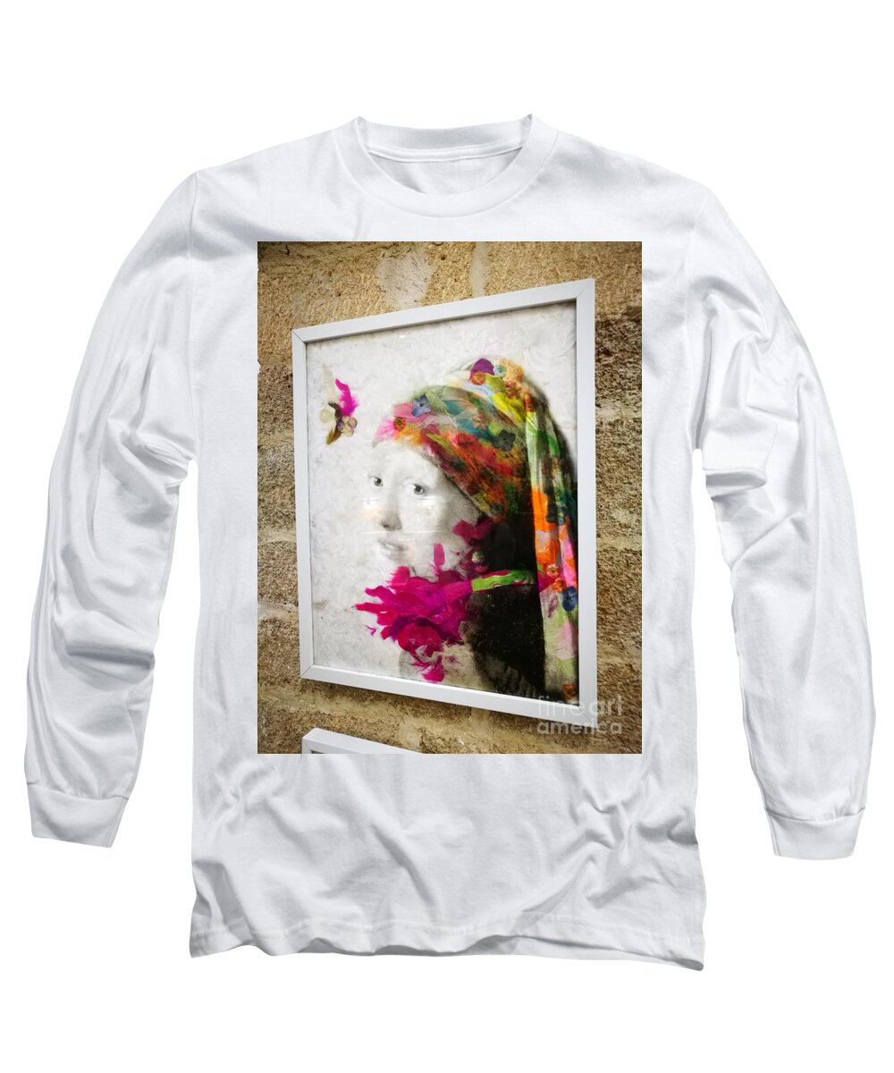 Johannes Vermeer Long Sleeve T-Shirt featuring the photograph A girl with a pearl by Jarek Filipowicz