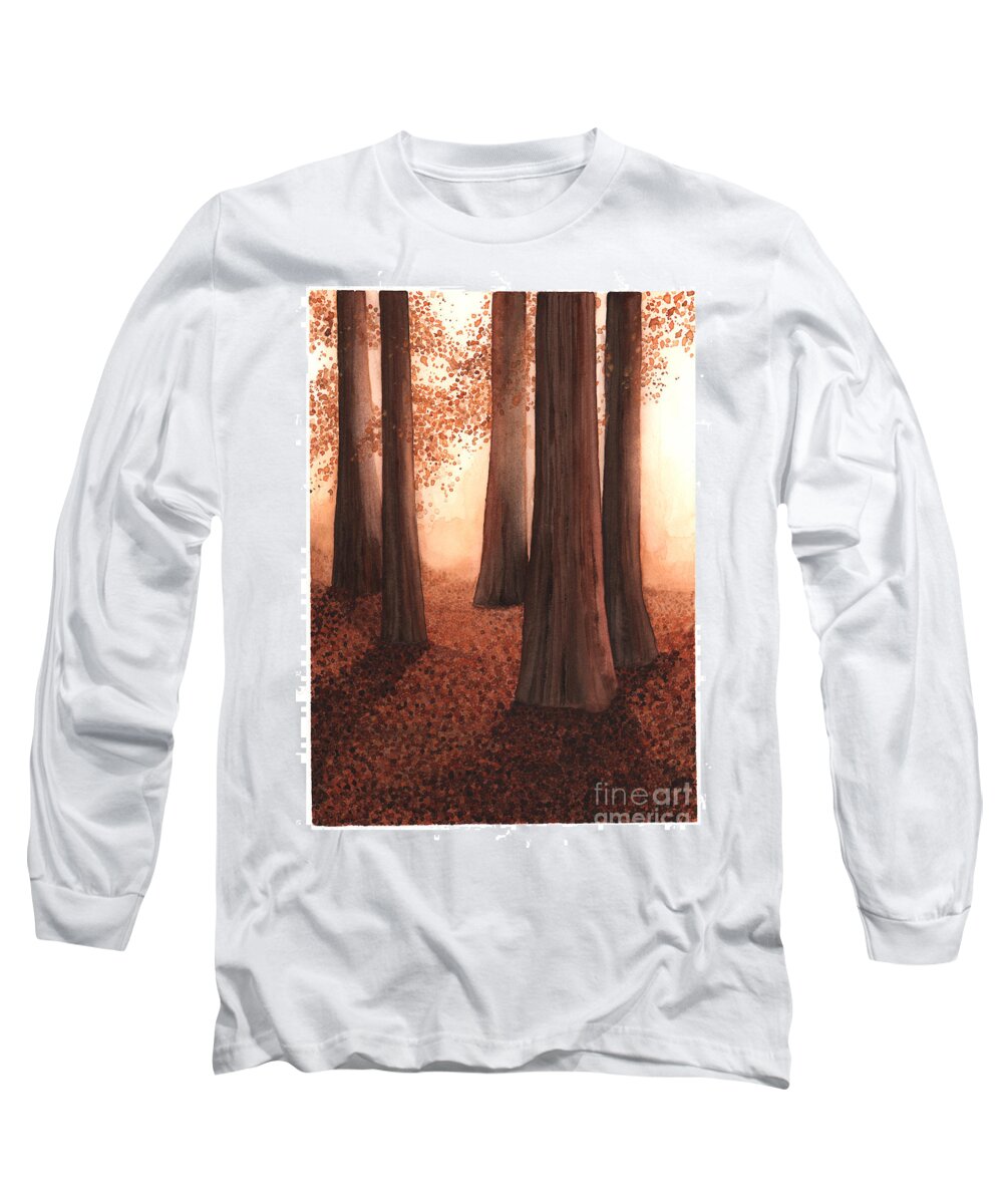 Art Long Sleeve T-Shirt featuring the painting A Light in the Woods by Hilda Wagner