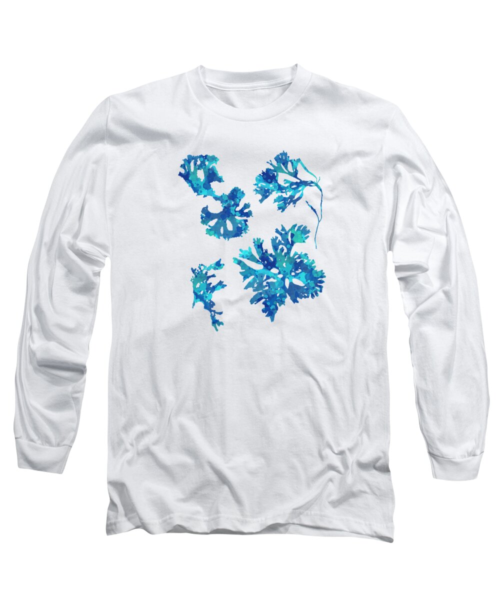 Abstract Long Sleeve T-Shirt featuring the mixed media Abstract Seaweed Art Rhodomenia Laciniata by Christina Rollo
