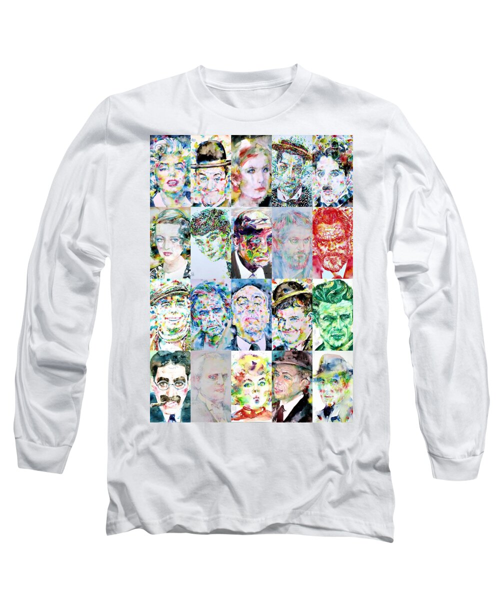 Sinatra Long Sleeve T-Shirt featuring the painting ACTORS and DIRECTORS by Fabrizio Cassetta