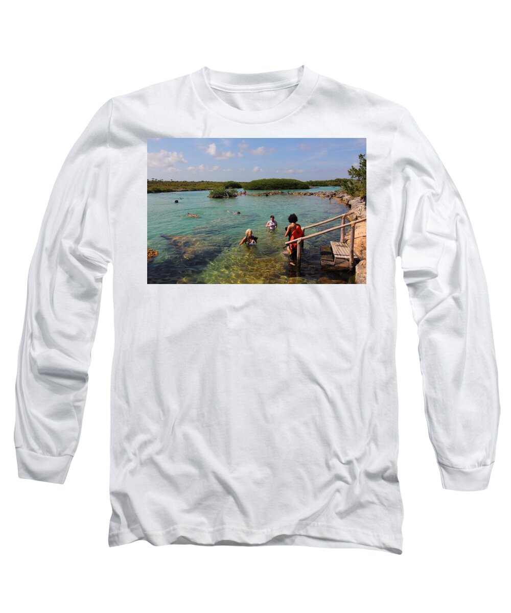 Eco-tourism Long Sleeve T-Shirt featuring the photograph Akumel Lagoon, Mexico by Robert McKinstry