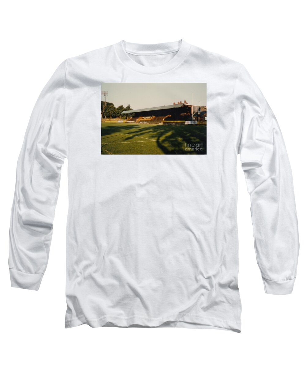  Long Sleeve T-Shirt featuring the photograph Aldershot - Recreation Ground - South Stand 1 - 1970s by Legendary Football Grounds