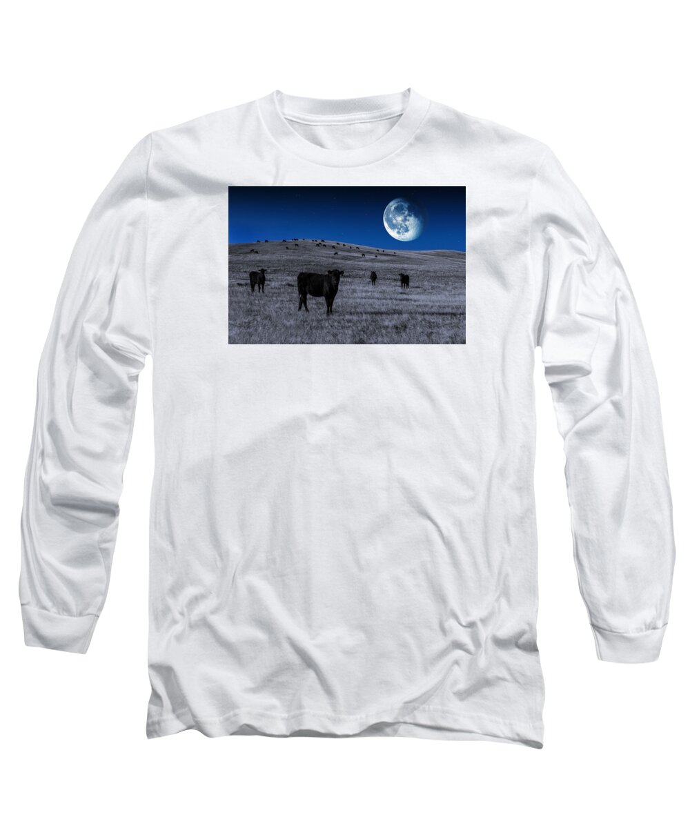 Cows Long Sleeve T-Shirt featuring the photograph Alien Cows by Todd Klassy