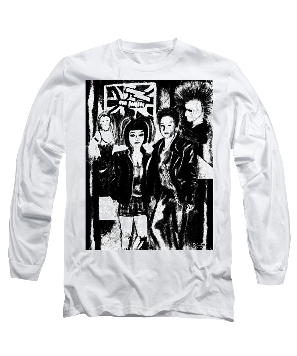 People Long Sleeve T-Shirt featuring the painting Alternative fashion and style at the club by Tom Conway