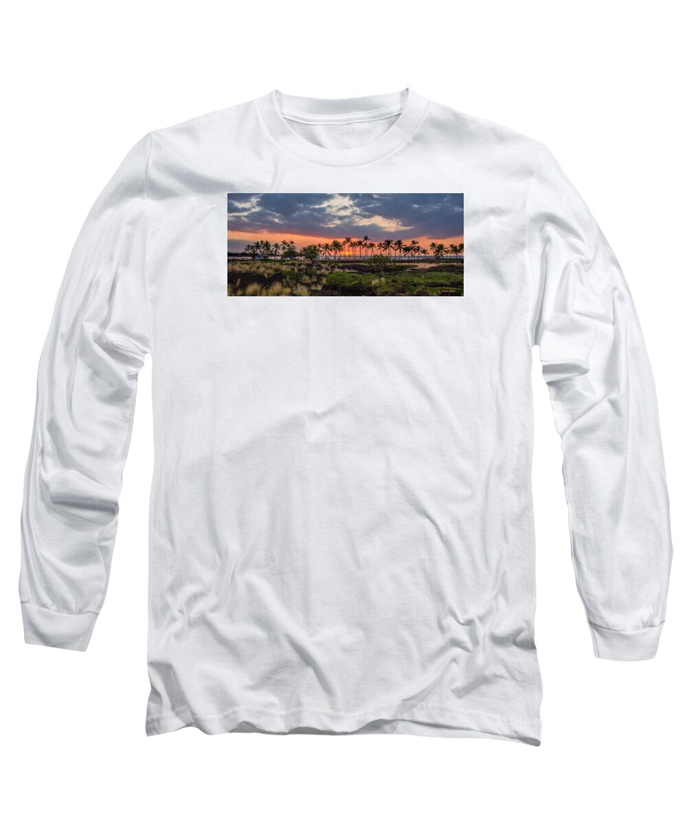 Sunset Long Sleeve T-Shirt featuring the photograph Anaehoomalu Bay Hawaii by Stephen Johnson
