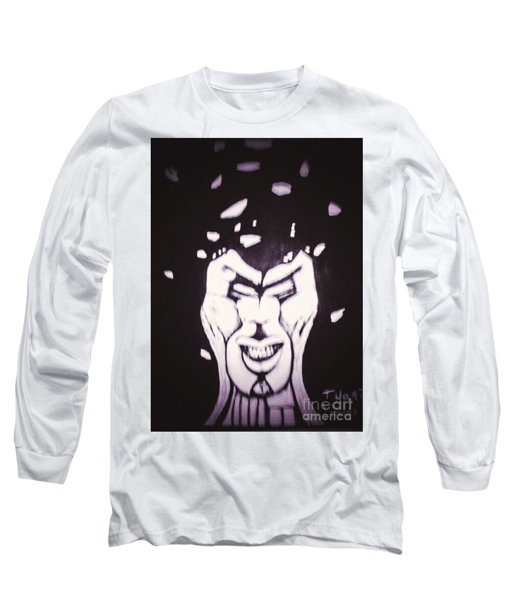 Anger Peace Love Long Sleeve T-Shirt featuring the painting Anger the break up by Tyrone Hart