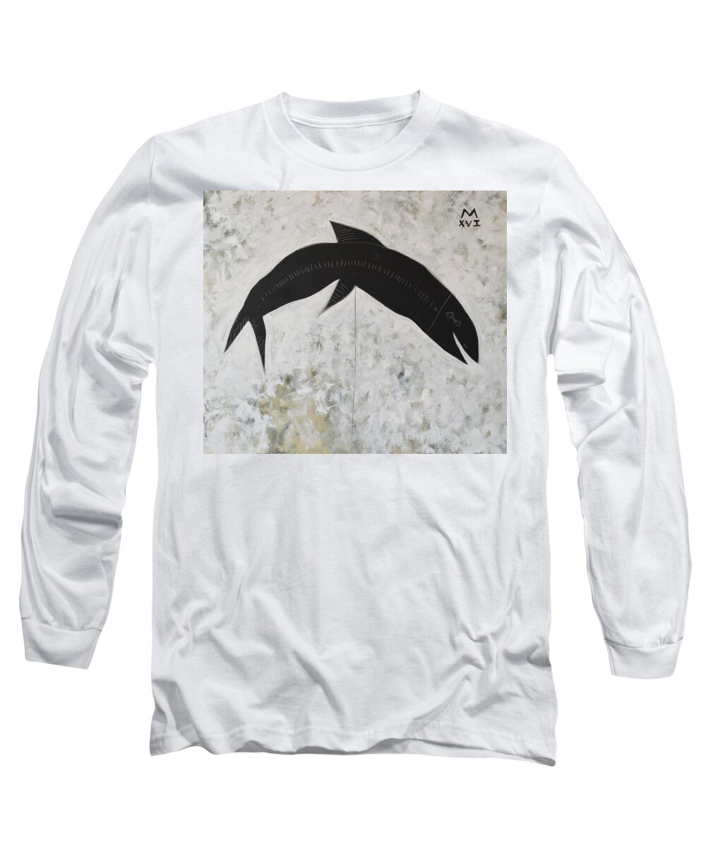 Abstract Long Sleeve T-Shirt featuring the painting ANIMALIA Black Fish by Mark M Mellon