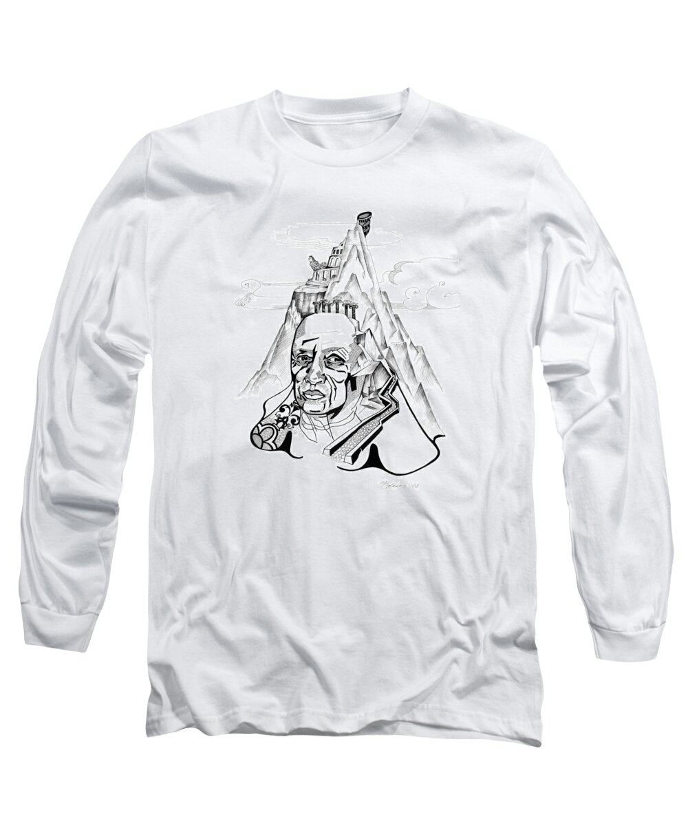 Portrait Long Sleeve T-Shirt featuring the drawing Anna Tylkina by Yelena Tylkina