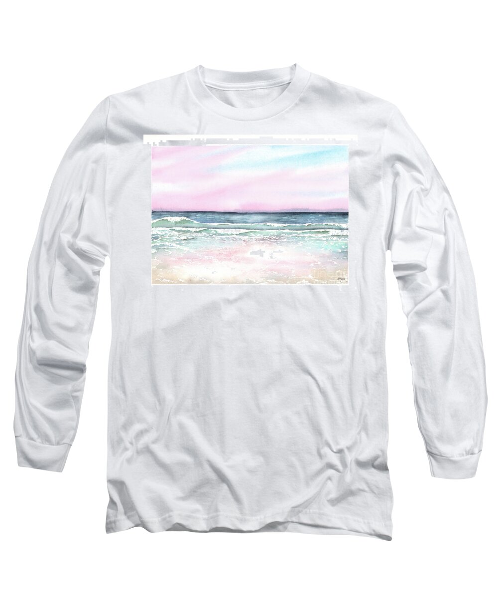 Sunset Long Sleeve T-Shirt featuring the painting Another Beach Sunset by Hilda Wagner