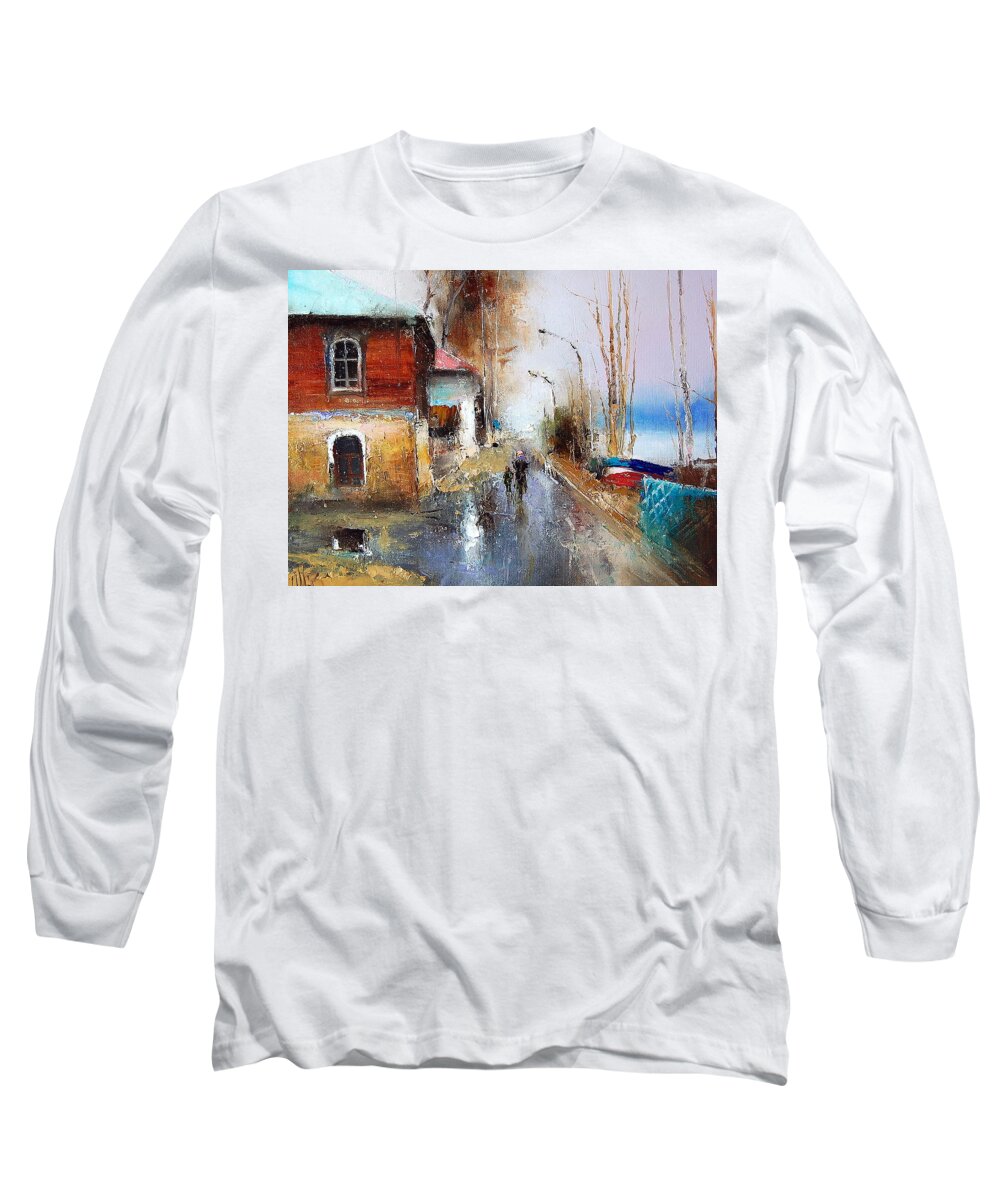 Russian Artists New Wave Long Sleeve T-Shirt featuring the painting April. The River Volga by Igor Medvedev