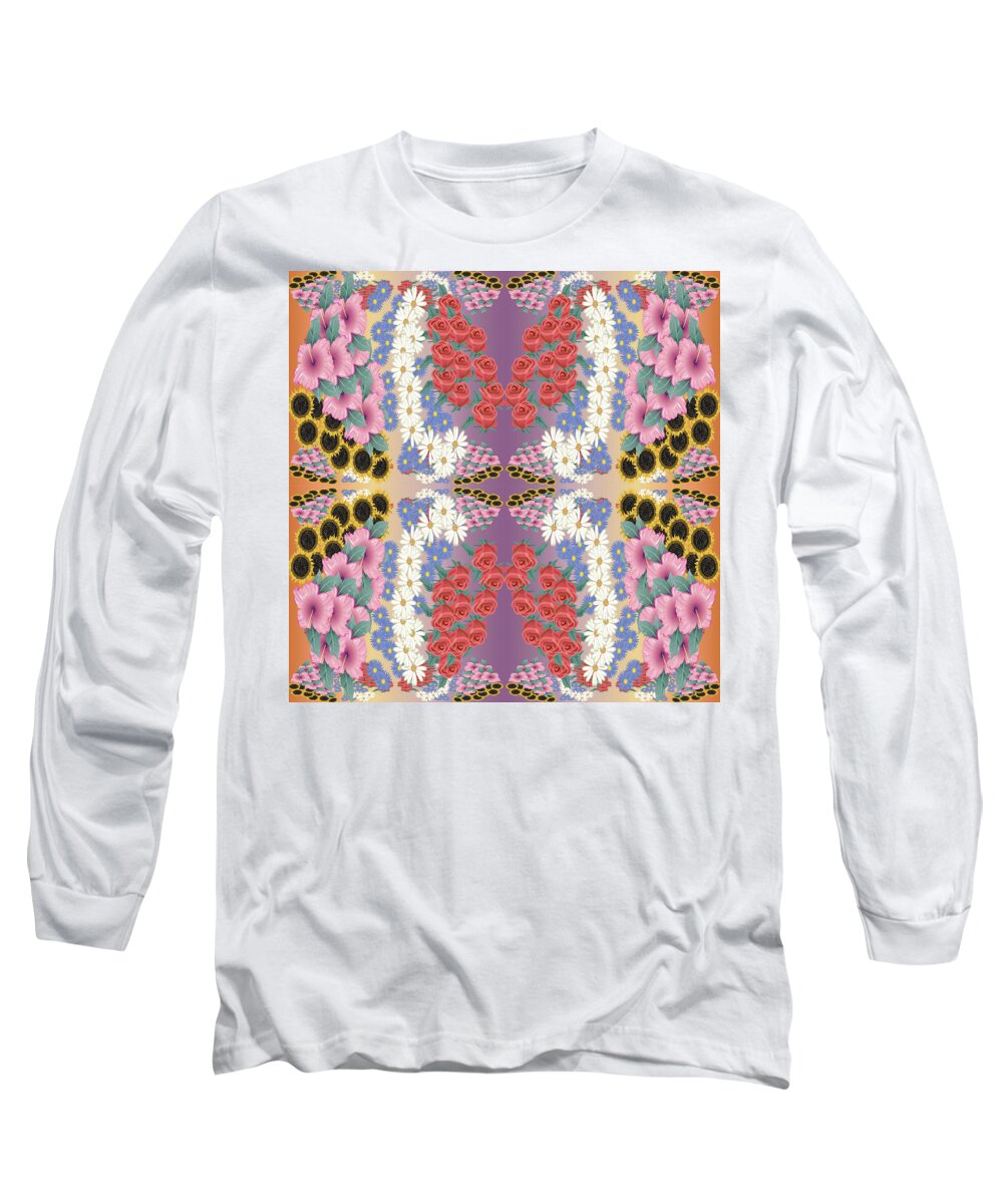 Urban Long Sleeve T-Shirt featuring the digital art 117 Express Flowers by Cheryl Turner