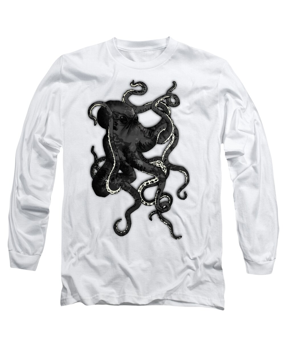 Sea Long Sleeve T-Shirt featuring the digital art Octopus by Nicklas Gustafsson