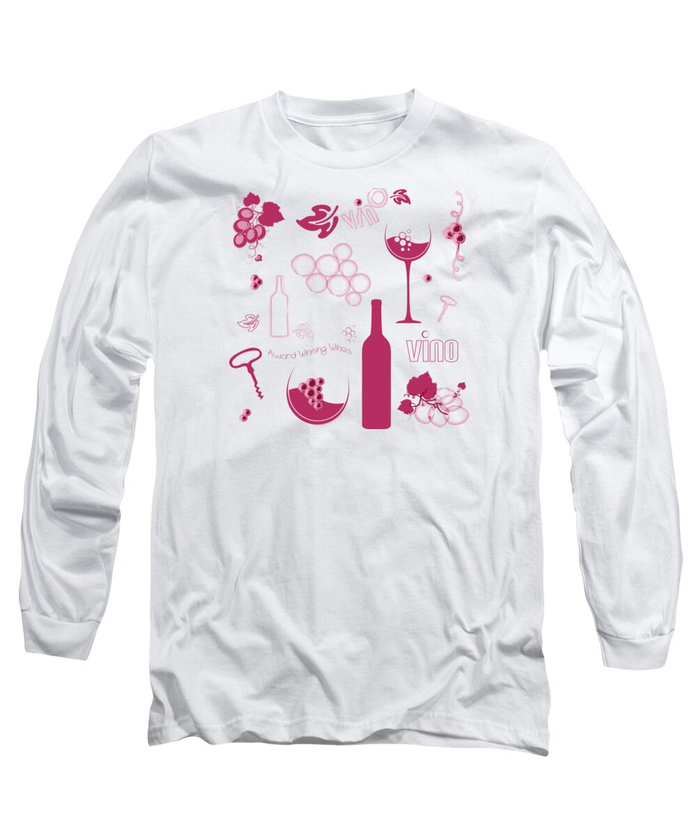 Abstract Grapes Long Sleeve T-Shirt featuring the digital art Wine Background Pattern by Serena King