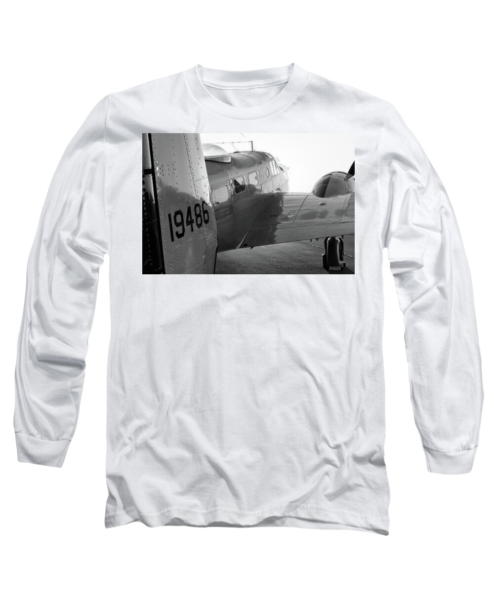 Warbird Long Sleeve T-Shirt featuring the photograph AT-11 in Black and White - 2017 Christopher Buff, www.Aviationbuff.com by Chris Buff