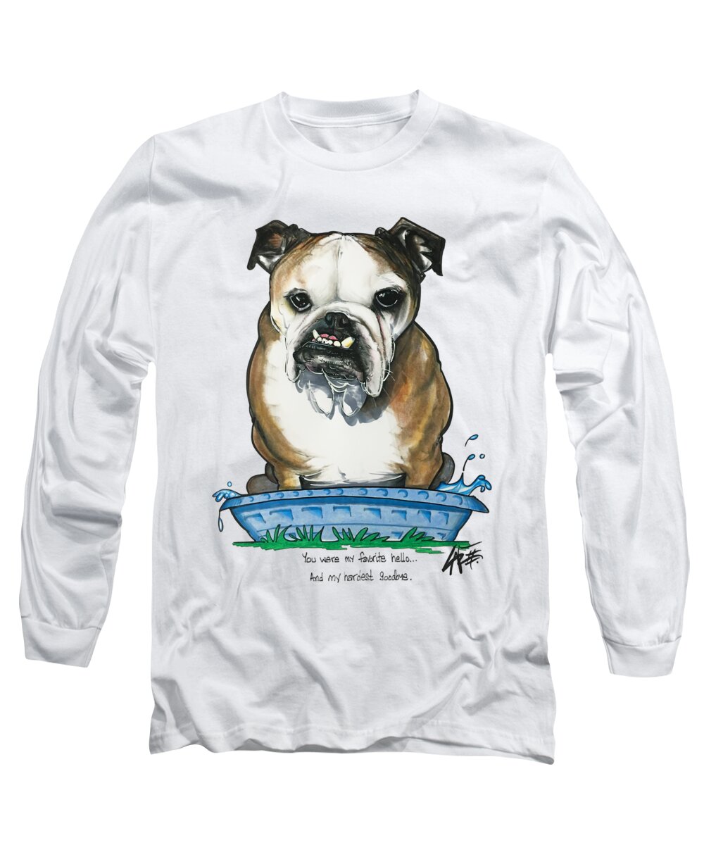 English Bulldog Long Sleeve T-Shirt featuring the drawing Aucoin 3846 by John LaFree