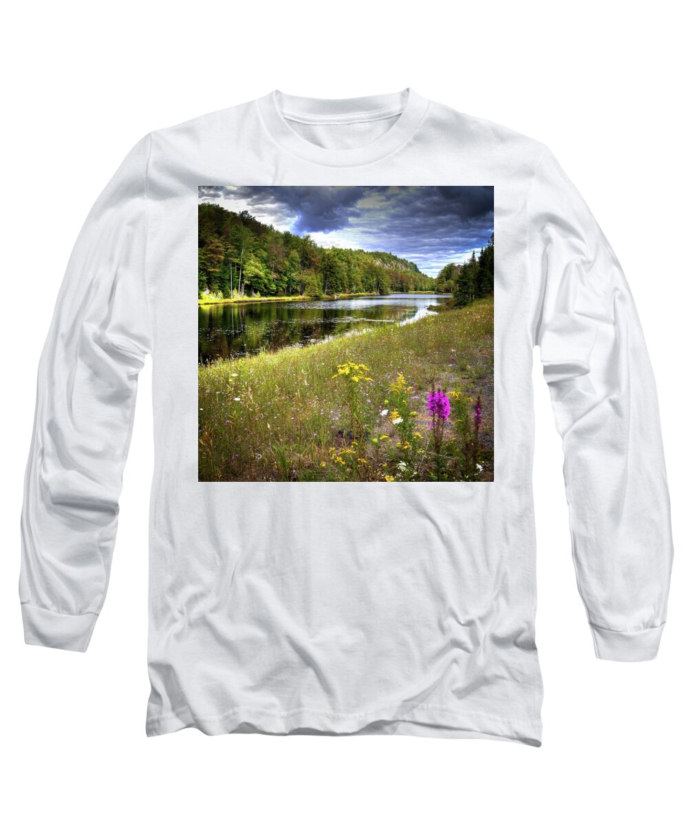 August Flowers On The Pond Long Sleeve T-Shirt featuring the photograph August Flowers on the Pond by David Patterson