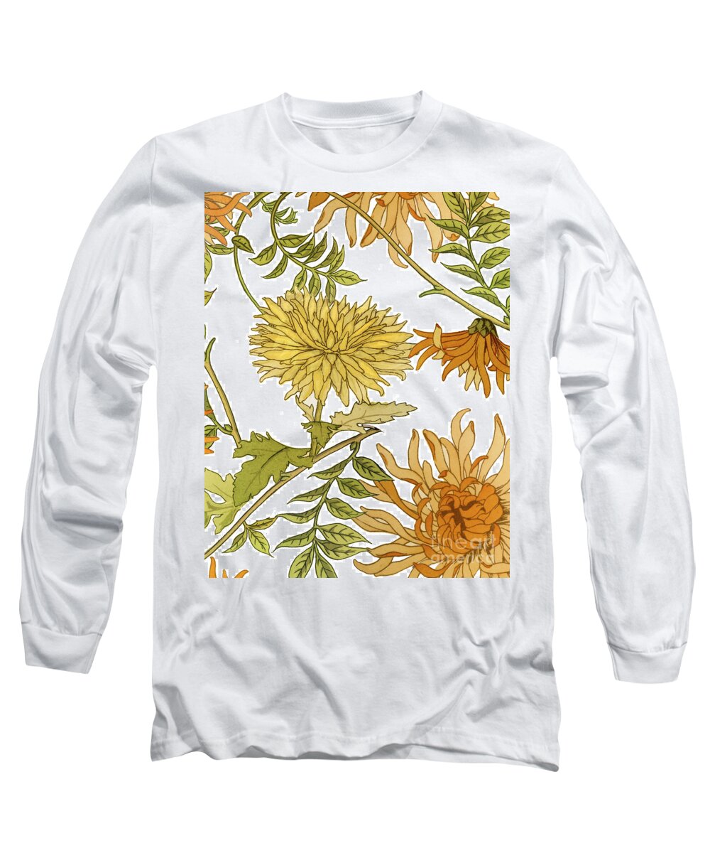 Chrysanthemum Long Sleeve T-Shirt featuring the painting Autumn Chrysanthemums II by Mindy Sommers