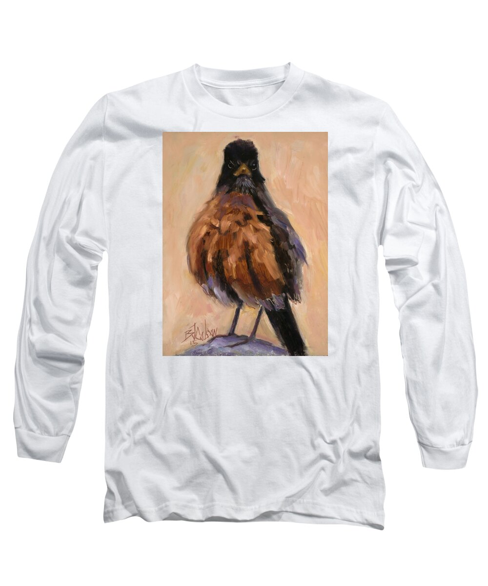Funny Robin Long Sleeve T-Shirt featuring the painting Awol by Billie Colson