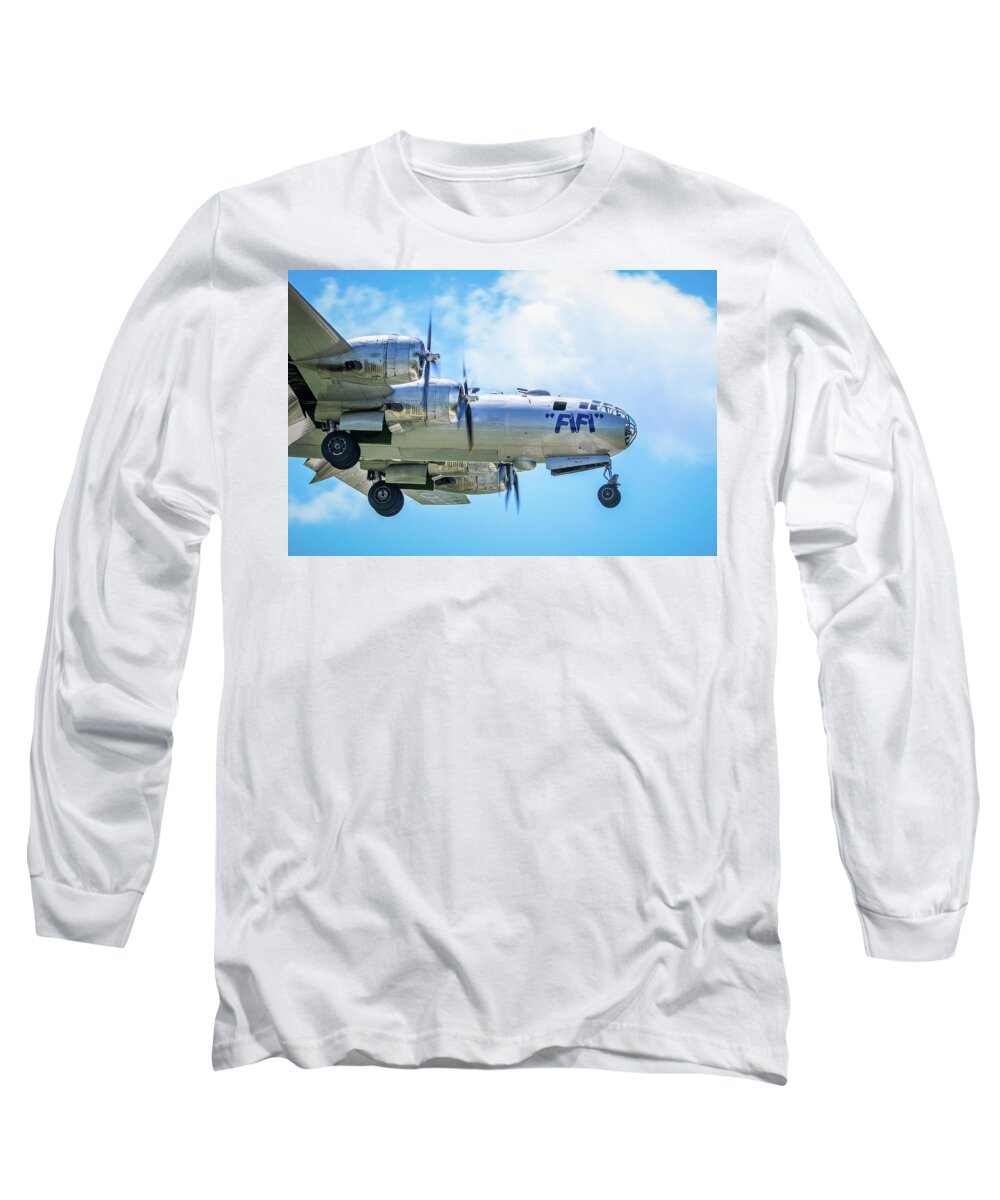 Boeing Long Sleeve T-Shirt featuring the photograph B-29 Fifi by Tony HUTSON