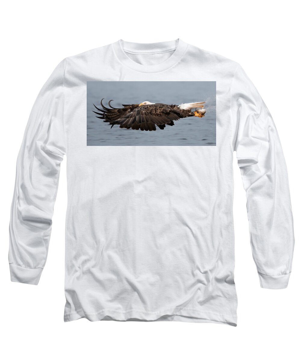 Bald Long Sleeve T-Shirt featuring the photograph Bald Eagle and Fish by Jack Nevitt