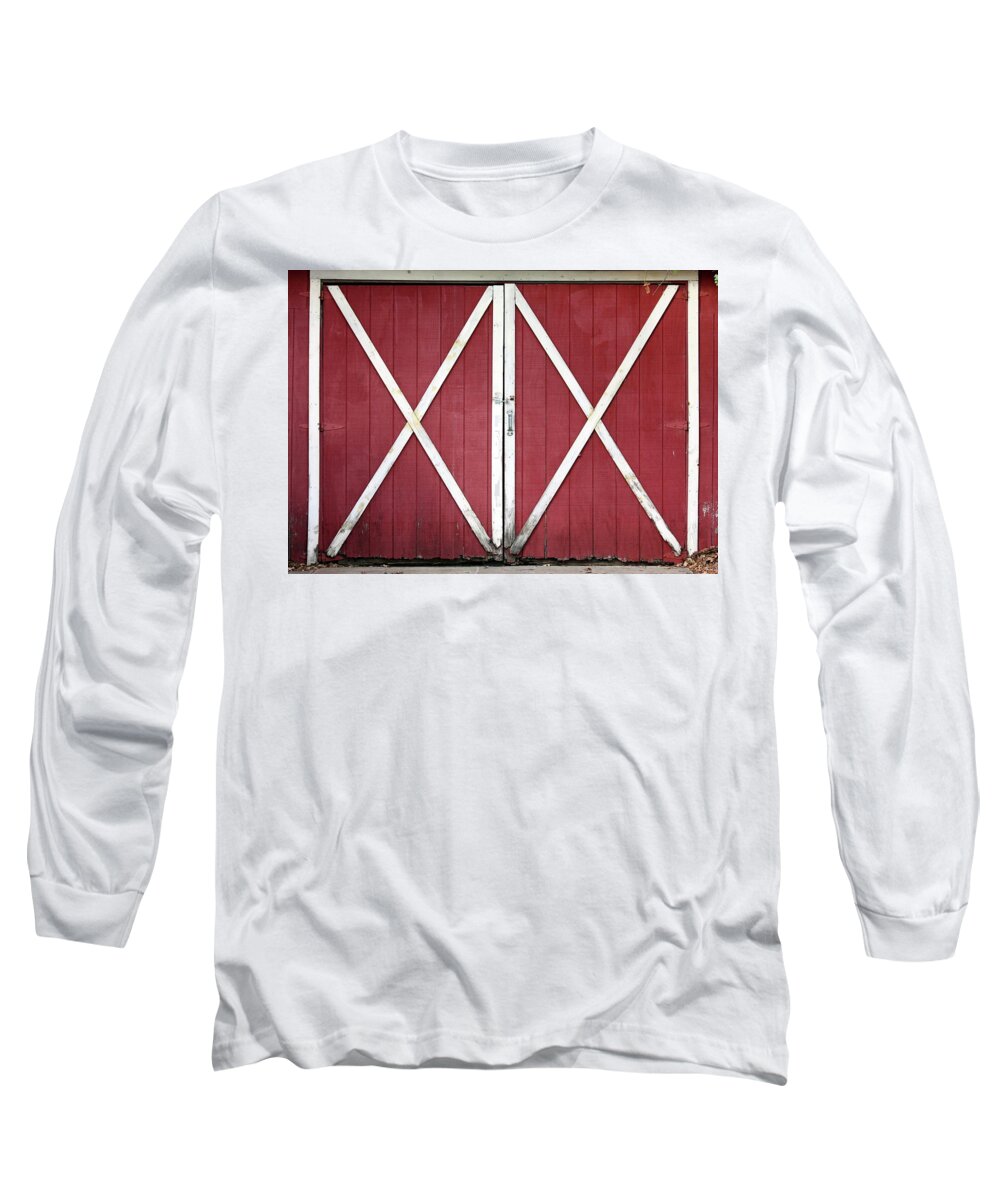 Barn Long Sleeve T-Shirt featuring the photograph Red Barn Doors by Sheila Brown