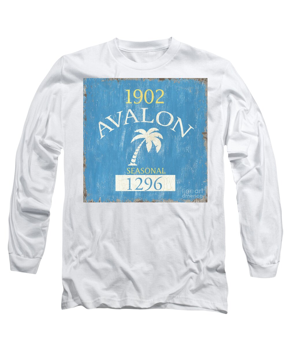 Beach Long Sleeve T-Shirt featuring the painting Beach Badge Avalon by Debbie DeWitt
