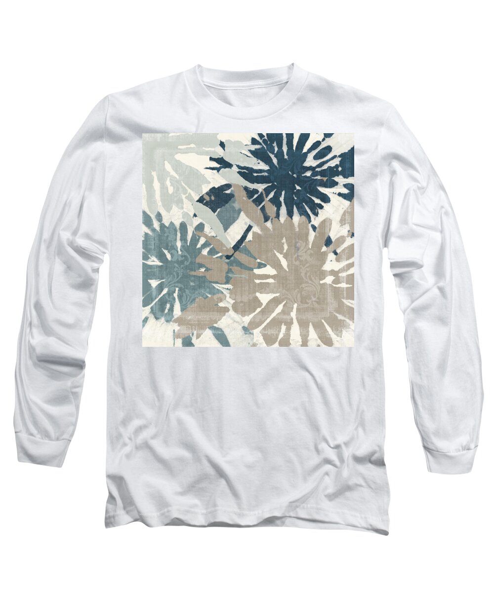 Ikat Long Sleeve T-Shirt featuring the painting Beach Curry IV Ikat by Mindy Sommers