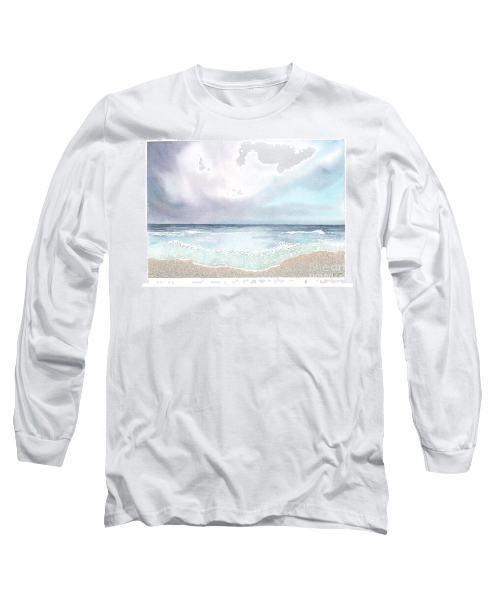 Florida Long Sleeve T-Shirt featuring the painting Beach Storm by Hilda Wagner