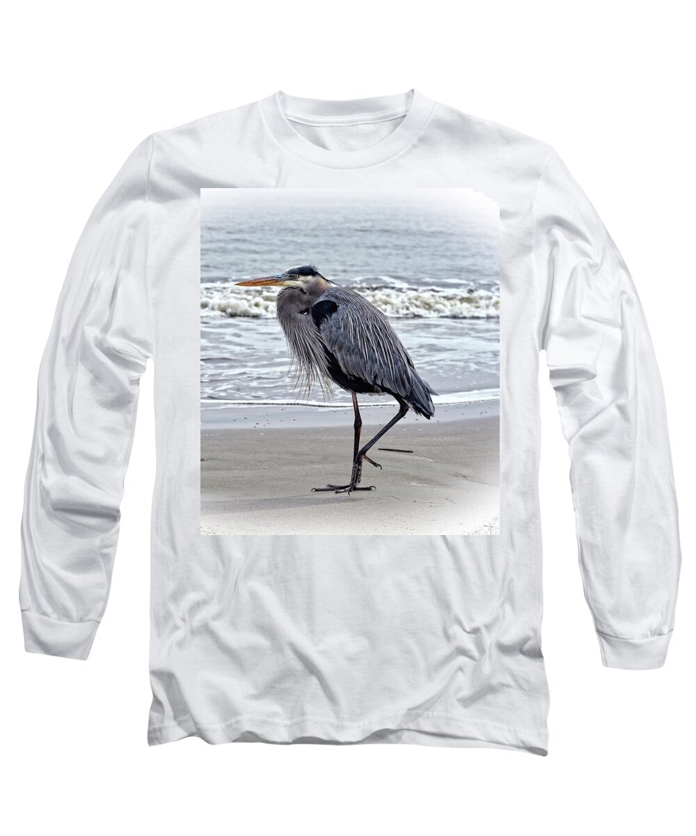 Ocean Scene Long Sleeve T-Shirt featuring the painting Beach Time by Virginia Bond