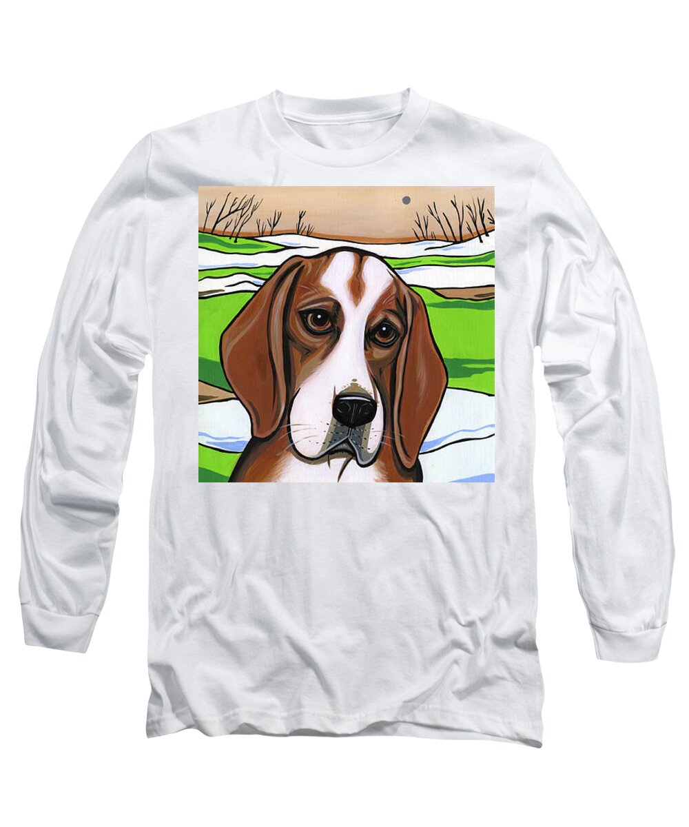 Beagle Long Sleeve T-Shirt featuring the painting Beagle by Leanne Wilkes
