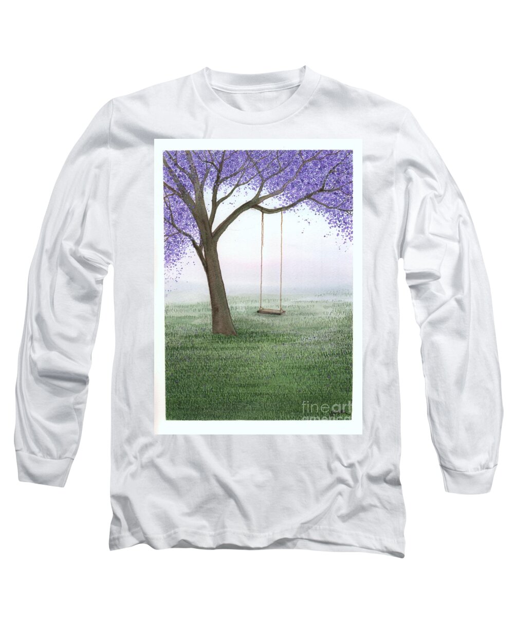 Jacaranda Long Sleeve T-Shirt featuring the painting Beginnings of Spring by Hilda Wagner