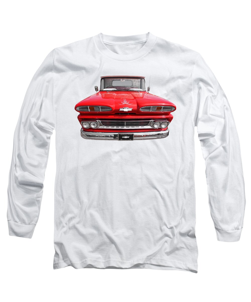 Chevrolet Truck Long Sleeve T-Shirt featuring the photograph Big Red - 1960 Chevy by Gill Billington
