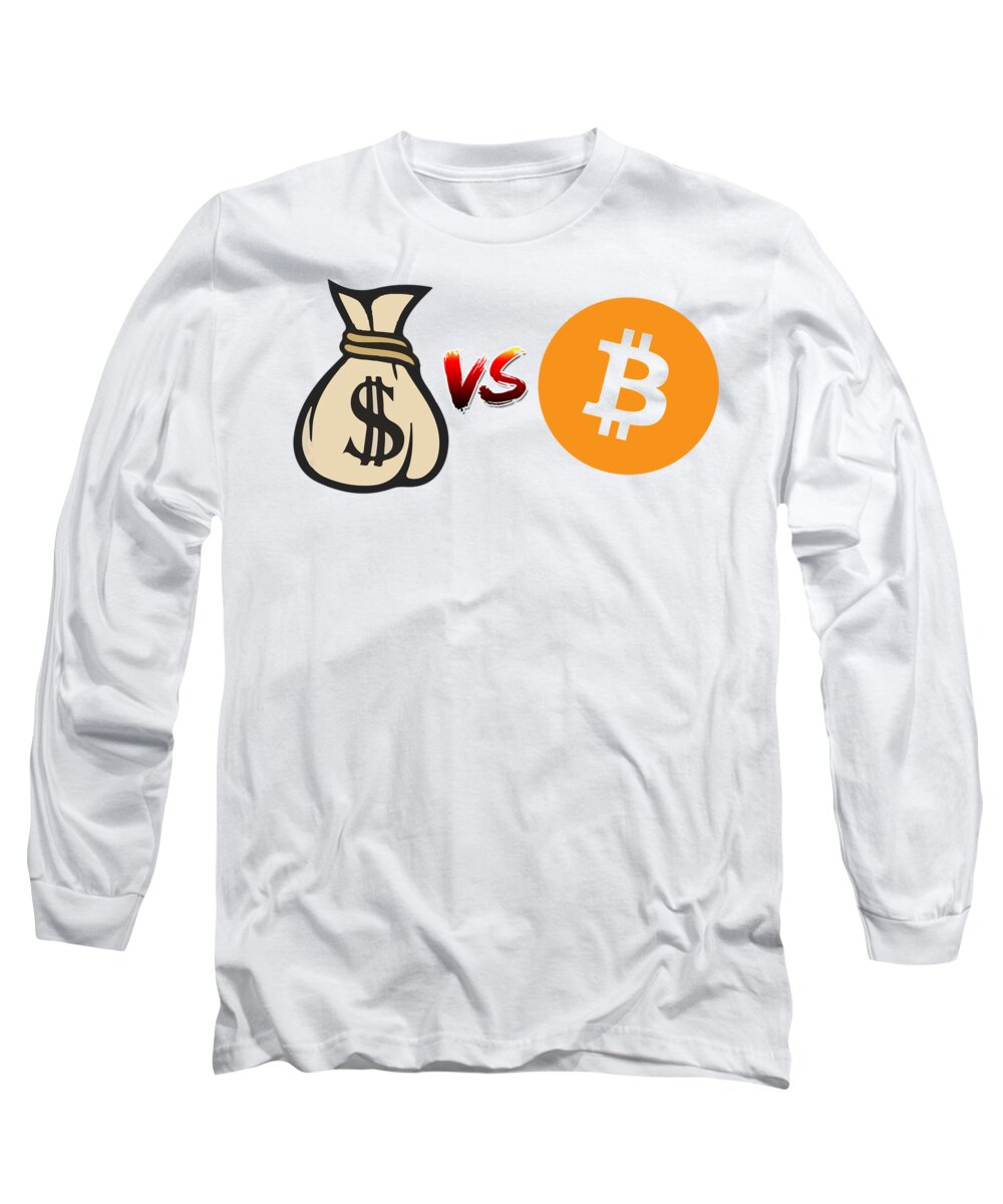 Bitcoin Long Sleeve T-Shirt featuring the photograph Bitcoin vs Fiat by Britten Adams