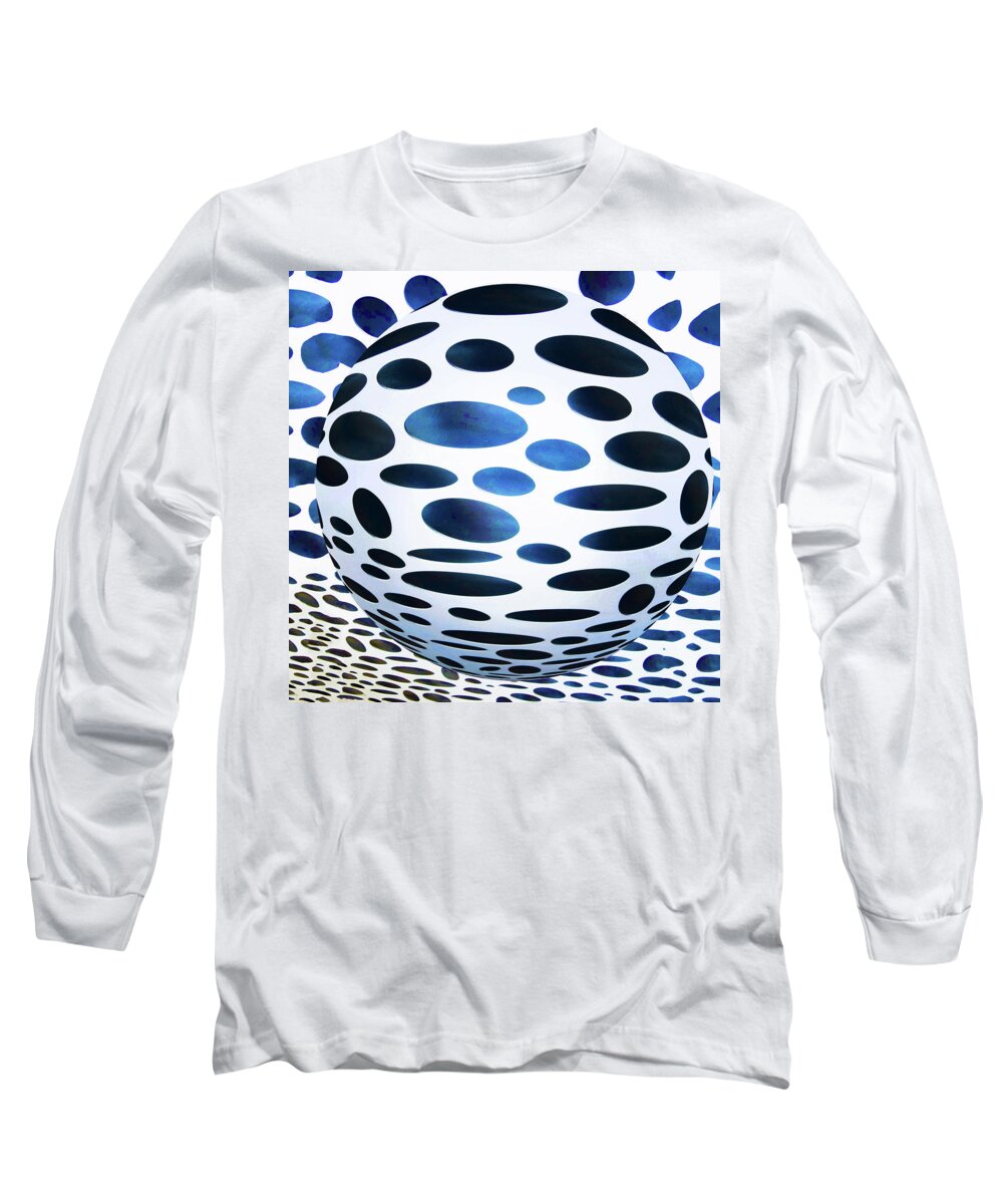 Abstracts Long Sleeve T-Shirt featuring the digital art Black and Blues by Bruce IORIO