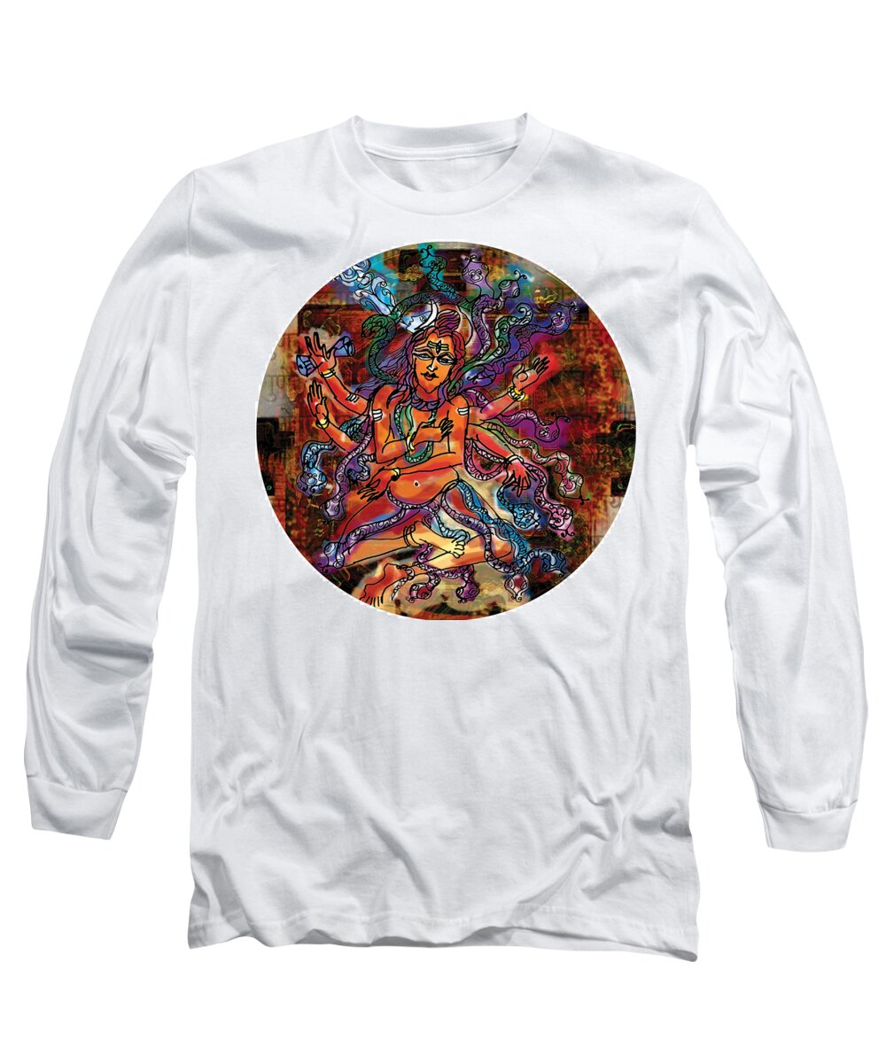 Shiva Long Sleeve T-Shirt featuring the painting Blessing Shiva by Guruji Aruneshvar Paris Art Curator Katrin Suter