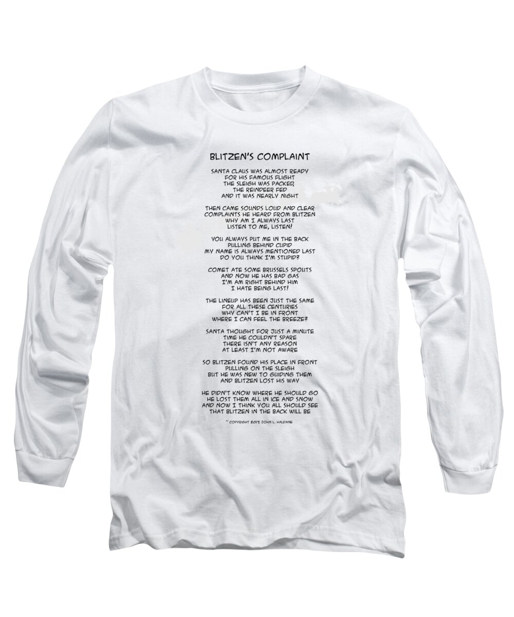 Santa Long Sleeve T-Shirt featuring the drawing Blitzens Complaint by John Haldane