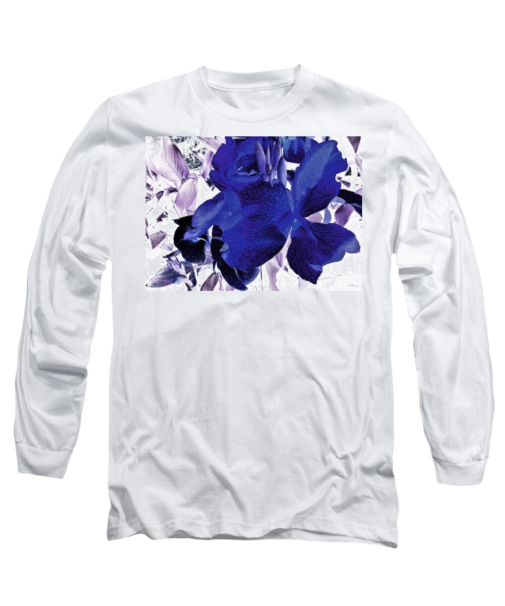 Blue Canna Lilyblue Lily Long Sleeve T-Shirt featuring the photograph Blue Canna Lily by Shawna Rowe