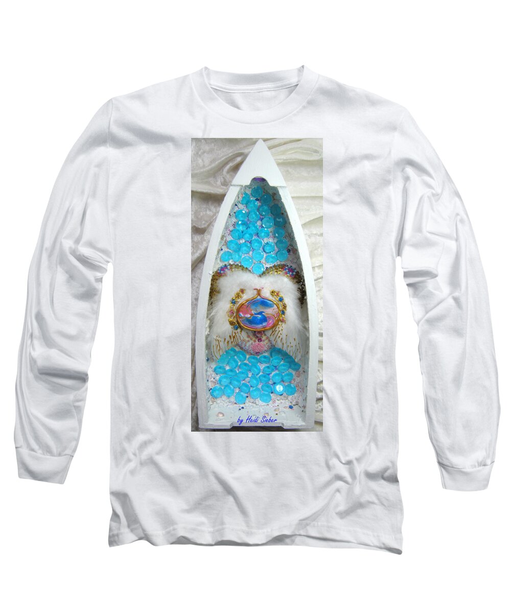 Blue Dragon And His Crystal Cave Long Sleeve T-Shirt featuring the relief Blue dragon and his crystal cave by Heidi Sieber