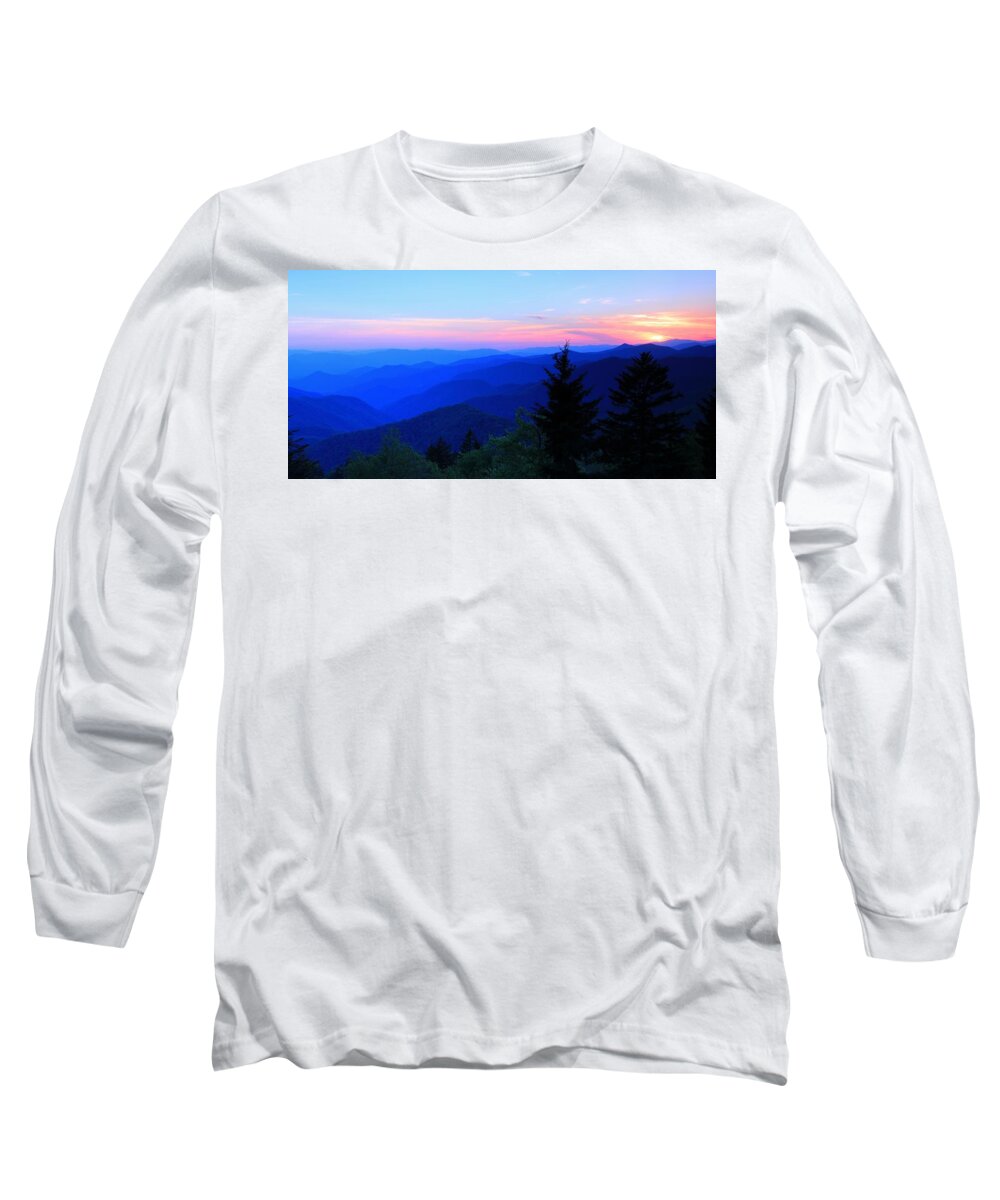 Caney Fork Overlook Long Sleeve T-Shirt featuring the photograph Blue Ridge Mountain Sunset by Carol Montoya