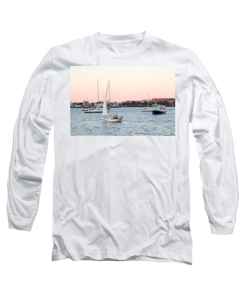 Boston Long Sleeve T-Shirt featuring the photograph Boston Harbor View by SR Green
