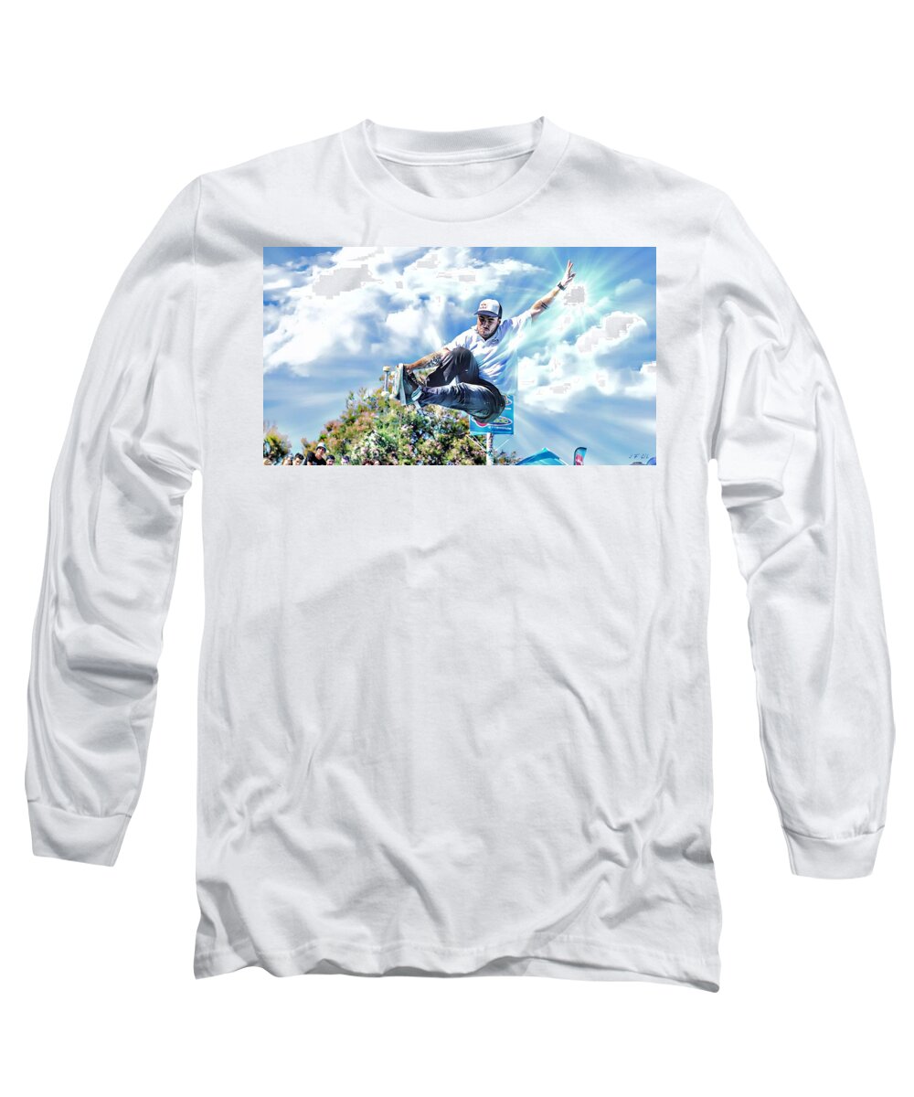 Pedro Barros Long Sleeve T-Shirt featuring the photograph Bowlriders, Skateboarder by Jean Francois Gil