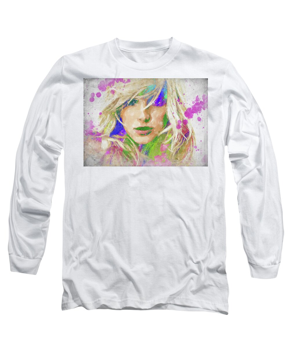 Britney Long Sleeve T-Shirt featuring the photograph Britney Spears Watercolor by Ricky Barnard