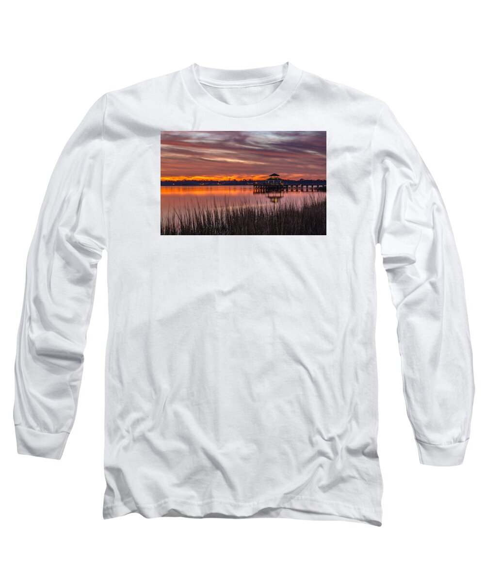 Brittlebank Park Long Sleeve T-Shirt featuring the photograph Brittlebank Park Dock Charleston SC by Donnie Whitaker