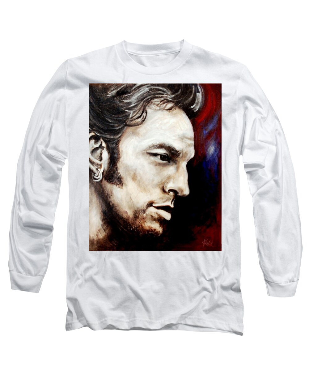 Bruce Springsteen Long Sleeve T-Shirt featuring the painting Bruce Springsteen by Katia Von Kral