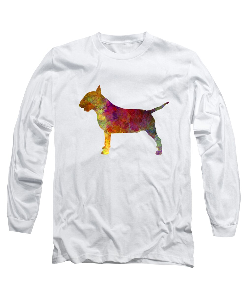 Bull Long Sleeve T-Shirt featuring the painting Bull Terrier in watercolor by Pablo Romero